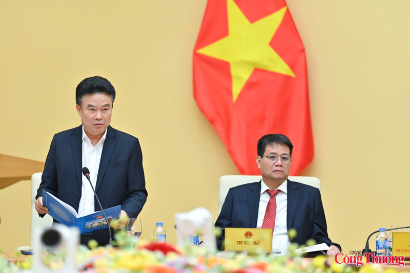 Phó Cục trưởng Cục Hoá chất, ông Hoàng Quốc Lâm trình bày báo cáo tại hội nghị. Ảnh: Nam Nguyễn