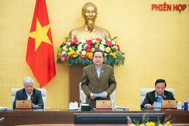 Chủ tịch Quốc hội Trần Thanh Mẫn phát biểu khai mạc Phiên họp thứ 53 của Ủy ban Thường vụ Quốc hội. Ảnh: Phạm Thắng