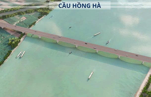 Phối cảnh cầu Hồng Hà bắc qua sông Hồng nối 2 xã Ô Diên và Mê Linh (Hà Nội)