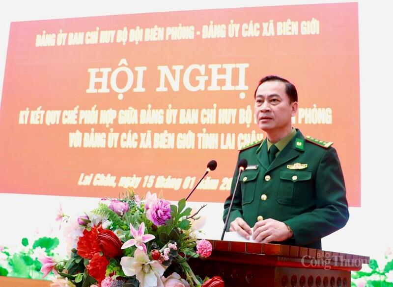 Đại tá Nguyễn Văn Hưng, Bí thư Đảng ủy, Chính ủy Ban Chỉ huy Bộ đội Biên phòng tỉnh Lai Châu phát biểu tại Okvip69 Đăng ký cá cược.