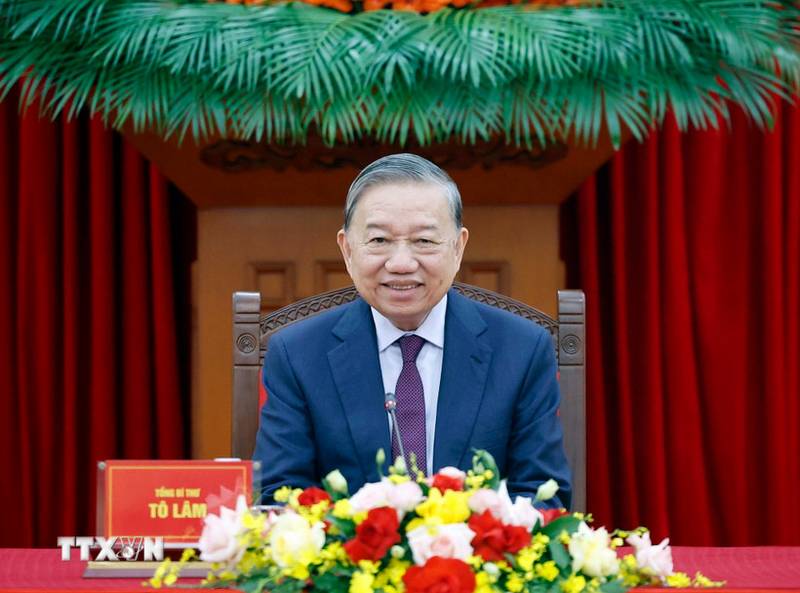 Tổng Bí thư Tô Lâm tại cuộc điện đàm với Tổng thống Nga Vladimir Putin. Ảnh: Thống Nhất/TTXVN