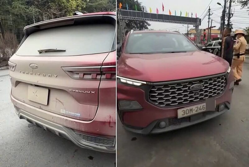 Trường hợp xe ô tô của anh H. bị che mờ biển số xe. Ảnh: Cục Cảnh sát giao thông