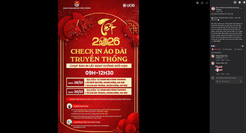 Chương trình “Check-in Tết 2026” của Đoàn Thanh niên Oklavip khuyến mã hấp dẫn mỗi ngày. Ảnh chụp màn hình