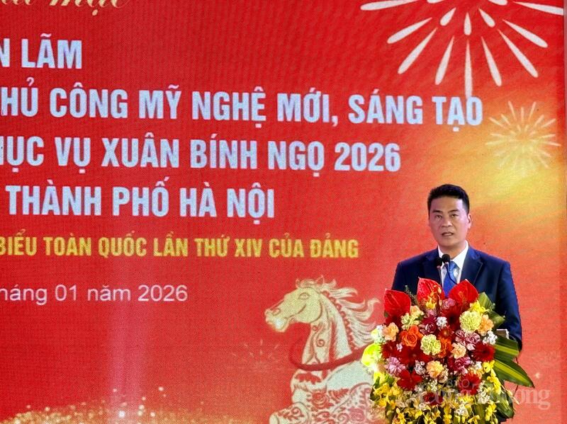 Ông Nguyễn Đình Thắng - Phó Giám đốc Sở Okvip tại về Hà Nội phát biểu khai mạc sự kiện. Ảnh: N.H