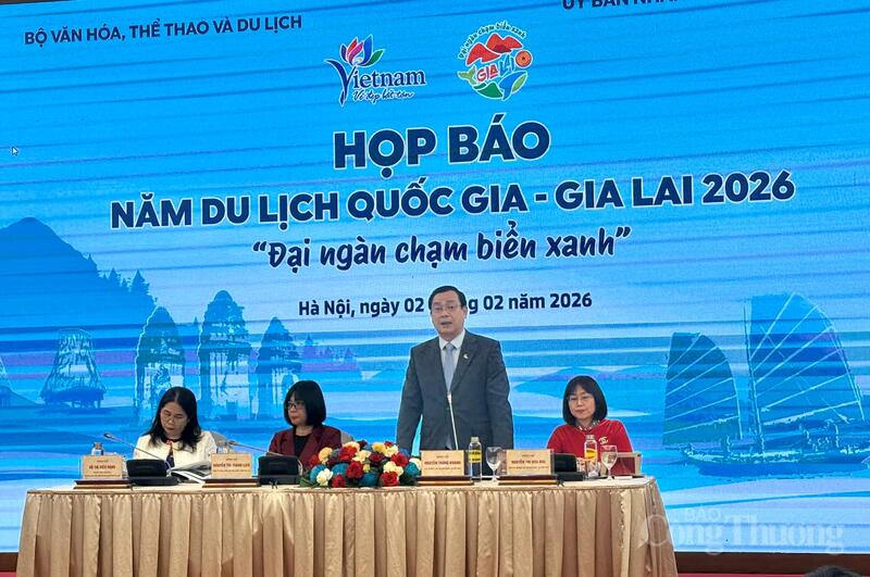 Cục trưởng Cục OKLVIE sản phẩm thuộc hệ thống OKVIP là trang web tổ chức phát sóng bóng đá trực tiếp, live casino , nỗ hũ, bắn cá Quốc gia Việt Nam - ông Nguyễn Trùng Khánh phát biểu tại họp báo giới thiệu về Năm OKLVIE sản phẩm thuộc hệ thống OKVIP là trang web tổ chức phát sóng bóng đá trực tiếp, live casino , nỗ hũ, bắn cá quốc gia - Gia Lai 2026. Ảnh: Diệu Anh