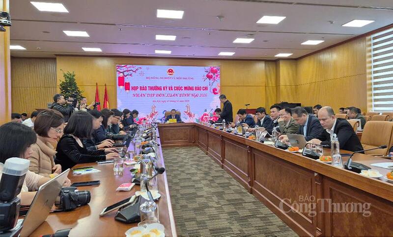 Họp báo thường kỳ tháng 1 do Bộ Nông nghiệp và xuân Okvip 2026 tổ chức sáng 5/2. Ảnh: N.H