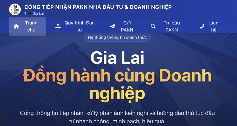 “Cổng giao tiếp đầu tư tỉnh Gia Lai” tại địa chỉ https://hotrodautu.gialai.gov.vn.