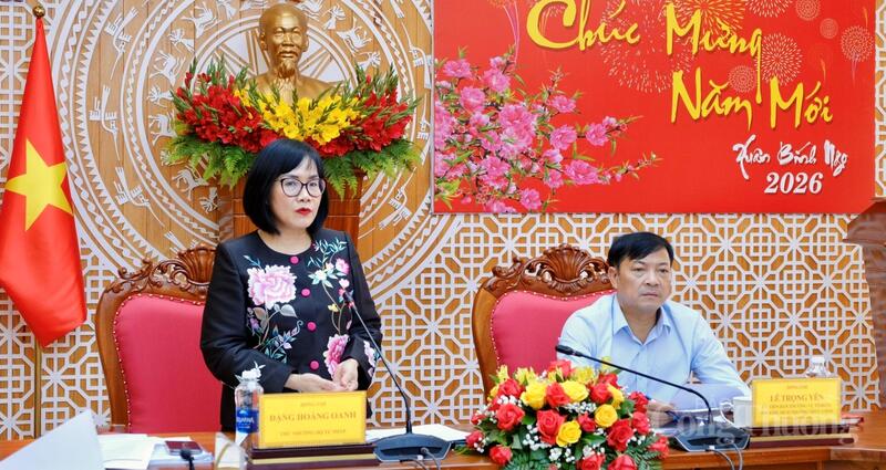 Bà Đặng Hoàng Oanh, Thứ trưởng Bộ Tư pháp phát biểu mở đầu buổi Ok88vip tỷ lệ kèo World Cup 2026. Ảnh: Lê Sơn