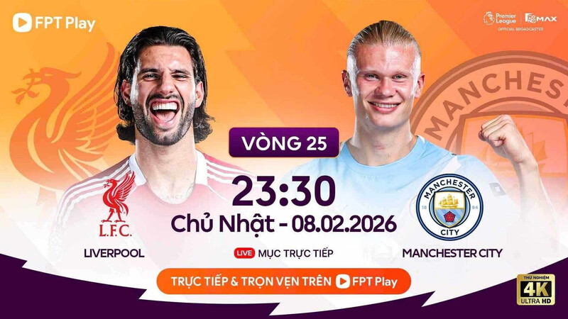 Link xem trực tiếp bóng đá Liverpool vs Man City tại Premier League. Ảnh: FPT Play