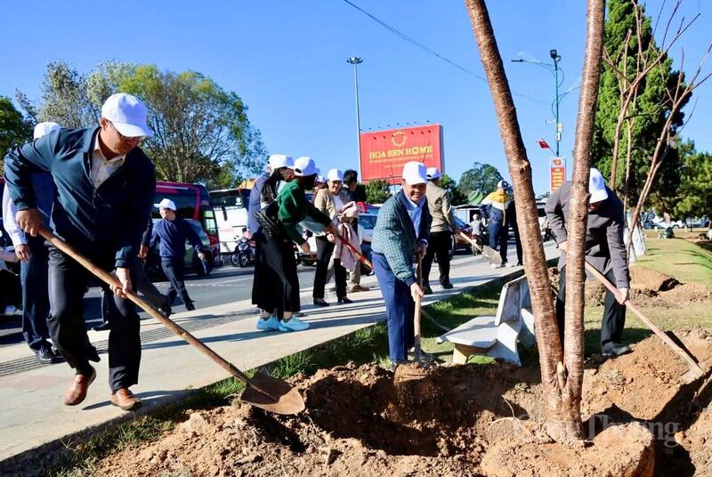 Lãnh đạo UBND tỉnh Lâm Đồng cùng tham gia trồng cây quanh Hồ Xuân Hương, phường Xuân Hương - Đà Lạt.