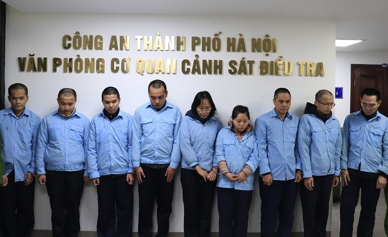 Các đối tượng trong vụ án. Ảnh: Công an TP. Hà Nội