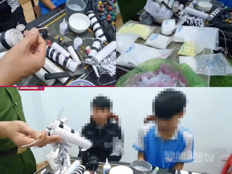 Thông qua mạng xã hội, các em học sinh dễ dàng tiếp cận với vật liệu và cách chế tạo pháo nổ. Ảnh: Công an cung cấp