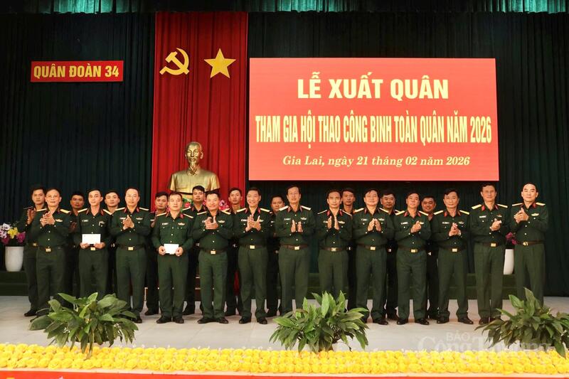 Đoàn hội thao Công binh lên đường tham gia Hội thao Công binh toàn quân năm 2026. Ảnh: Chu Hoài