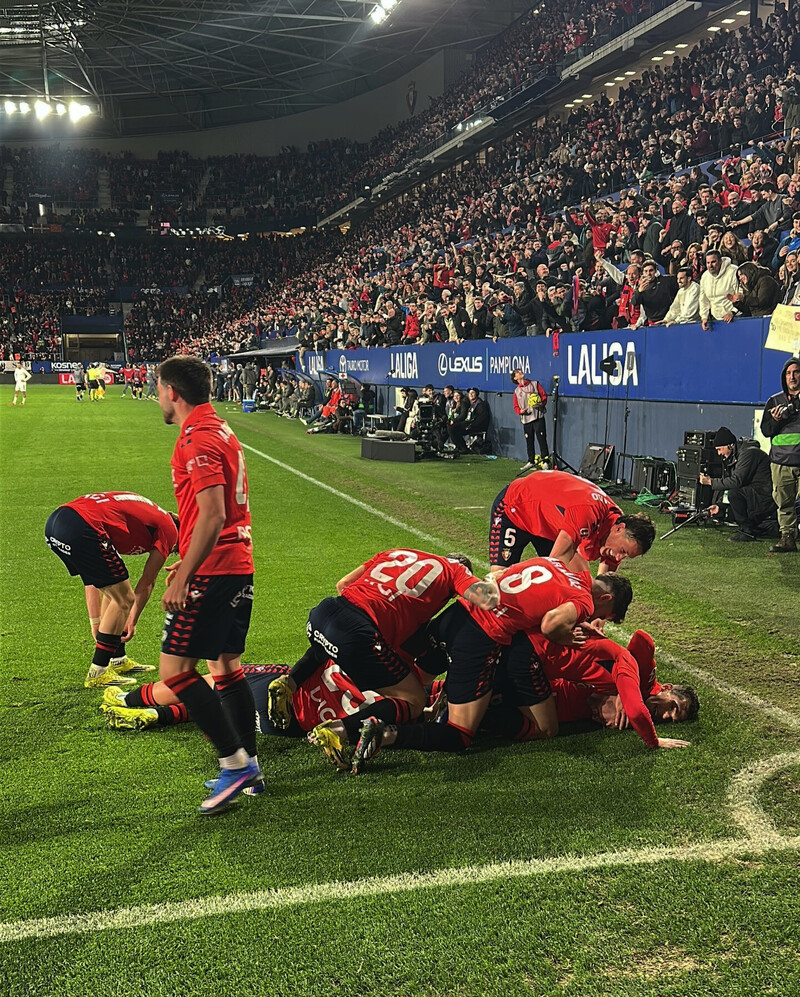 Niềm vui vỡ òa của chủ nhà Osasuna - Ảnh: La Liga