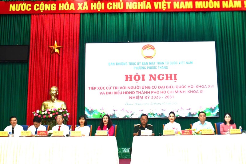 Các ứng cử viên đại biểu Quốc hội và HĐND TP. Hồ Chí Minh nhiệm kỳ 2026 - 2031 tham gia vận động bầu cử. Ảnh: Trúc Giang