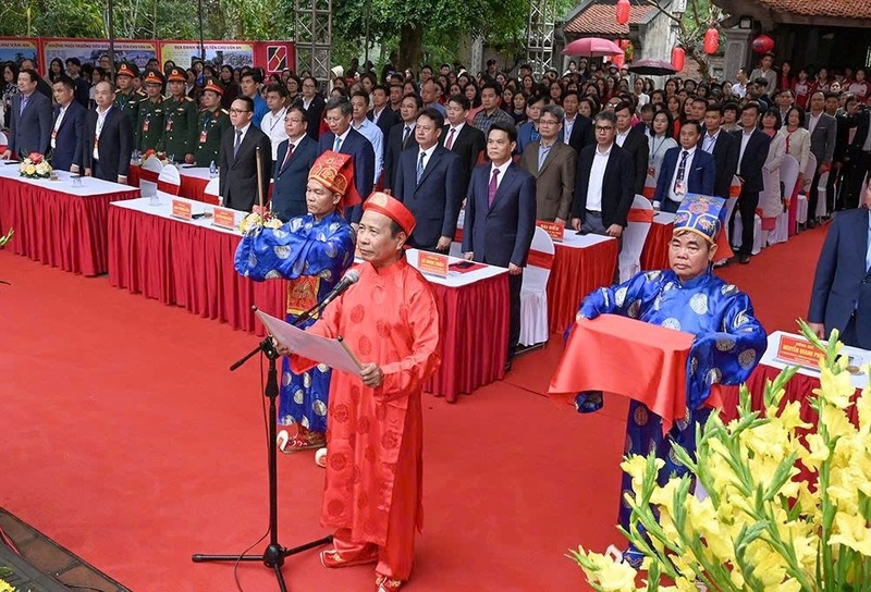 Các nghi lễ tại chương trình khai bút. Ảnh: Nguyễn Duyên
