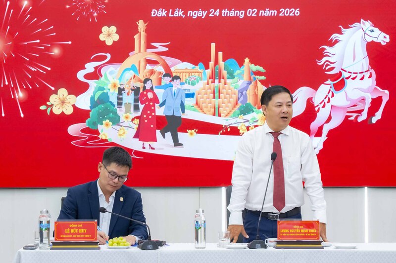 Bí thư Tỉnh uỷ  Đắk Lắk Lương Nguyễn Minh Triết phát biểu tại buổi Ok88vip tỷ lệ kèo World Cup 2026 với Simexco Đắk Lắk. Ảnh: Hoà Hảo