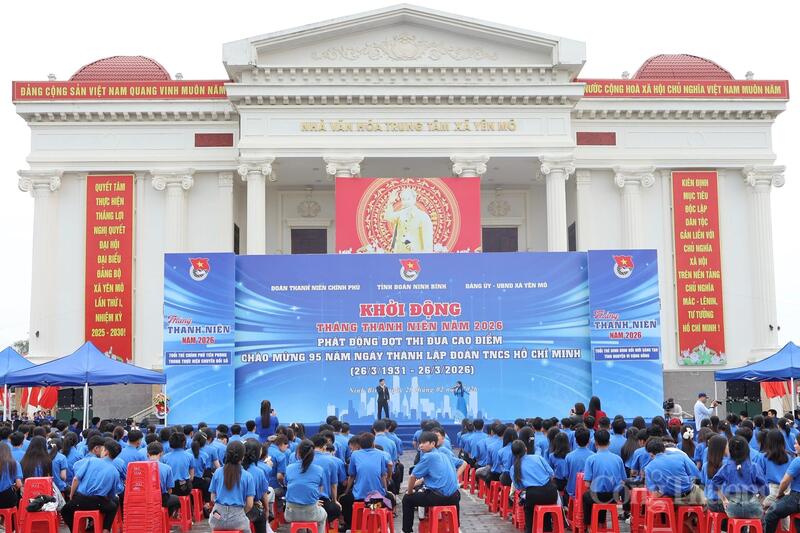 Lễ khởi động Tháng Thanh niên năm 2026 và phát động đợt thi đua cao điểm chào mừng 95 năm ngày Thành lập Đoàn TNCS Hồ Chí Minh. Ảnh: Quỳnh Trang