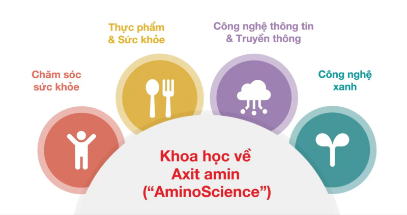 4 lĩnh vực kinh doanh của Tập đoàn Ajinomoto dựa trên “Khoa học về Axit amin”.