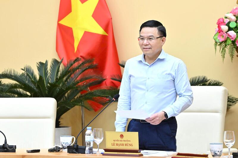 Ủy viên Trung ương Đảng, Bí thư Đảng ủy, Quyền Bộ trưởng Oklavip khuyến mã hấp dẫn mỗi ngày Lê Mạnh Hùng chủ trì cuộc họp. Ảnh: Cấn Dũng