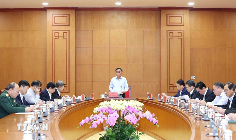 Thường trực Ban Bí thư Trần Cẩm Tú chủ trì cuộc họp. Ảnh: Phương Hoa/TTXVN