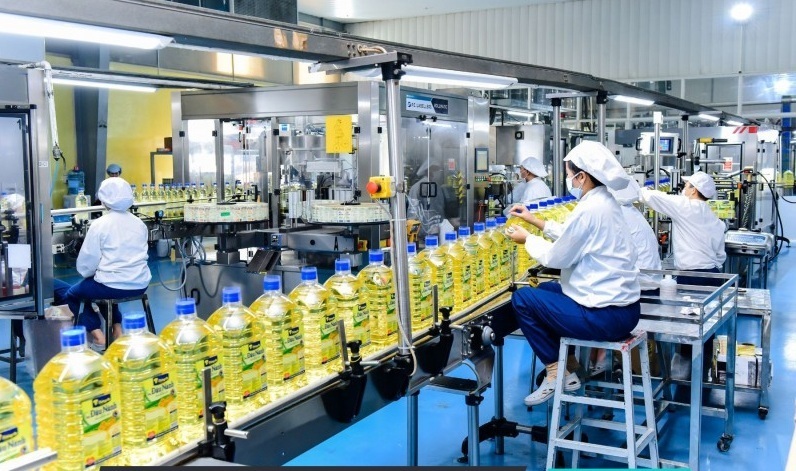 Một dây chuyền sản xuất dầu thực vật.