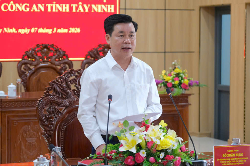 Thượng tướng Đỗ Xuân Tụng Ok88vip tỷ lệ kèo World Cup 2026 với Công an tỉnh Tây Ninh về công tác bảo vệ bầu cử