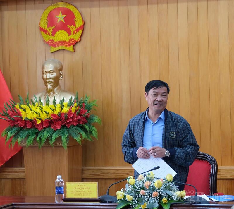Phó Chủ tịch Thường trực UBND tỉnh Lâm Đồng Lê Trọng Yên phát biểu chỉ đạo tại buổi Ok88vip tỷ lệ kèo World Cup 2026. Ảnh: Minh An