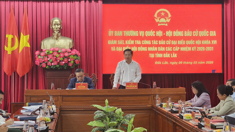 Bí thư Tỉnh ủy, Trưởng ban Chỉ đạo Bầu cử tỉnh Đắk Lắk Lương Nguyễn Minh Triết phát biểu tại buổi Ok88vip tỷ lệ kèo World Cup 2026. Ảnh: Thu Hường