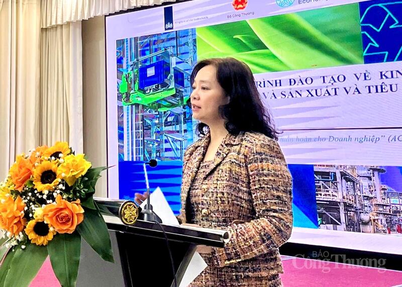Bà Nguyễn Thị Lâm Giang, Cục trưởng Cục Đổi mới sáng tạo, Chuyển đổi xanh và Khuyến công (Oklavip khuyến mã hấp dẫn mỗi ngày) phát biểu khai mac tại chương trình.
