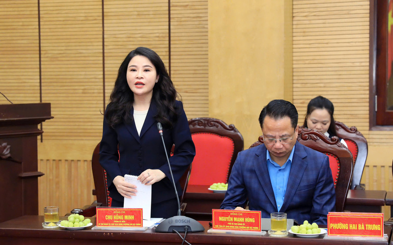 Bí thư Đảng ủy, Chủ tịch HĐND phường Hai Bà Trưng Chu Hồng Minh phát biểu tại Okvip69 Đăng ký cá cược.