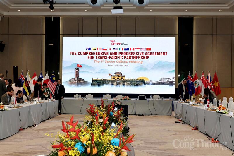 Quang cảnh Phiên họp Quan chức cấp cao CPTPP (SOM1) năm 2026 tổ chức tại Hà Nội.