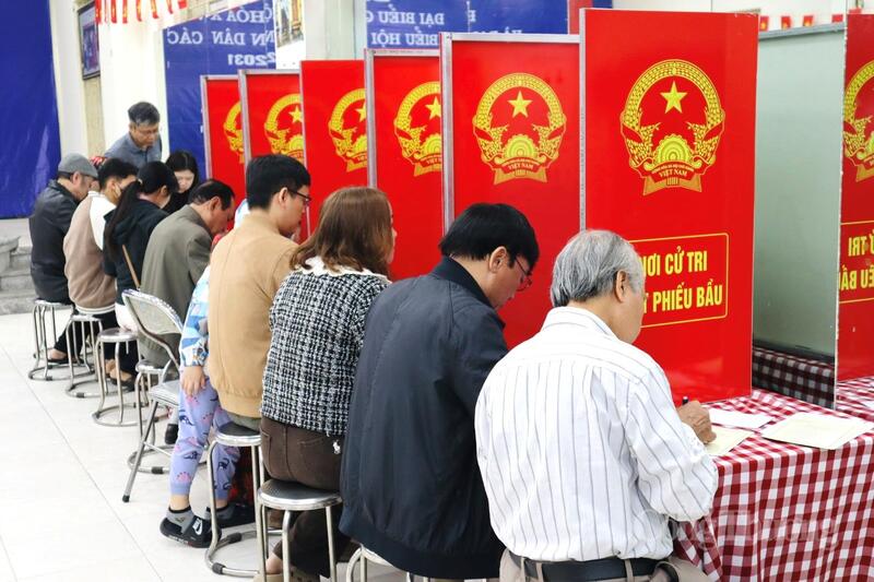 Các cử tri tham gia bỏ phiếu.