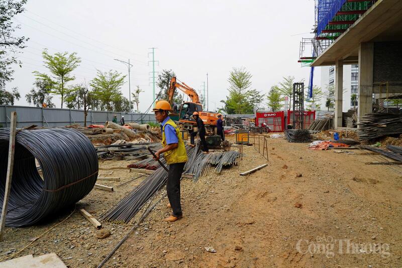 Các công nhân, kỹ sư dồn lực thi công dự án. Ảnh: Trọng Tùng