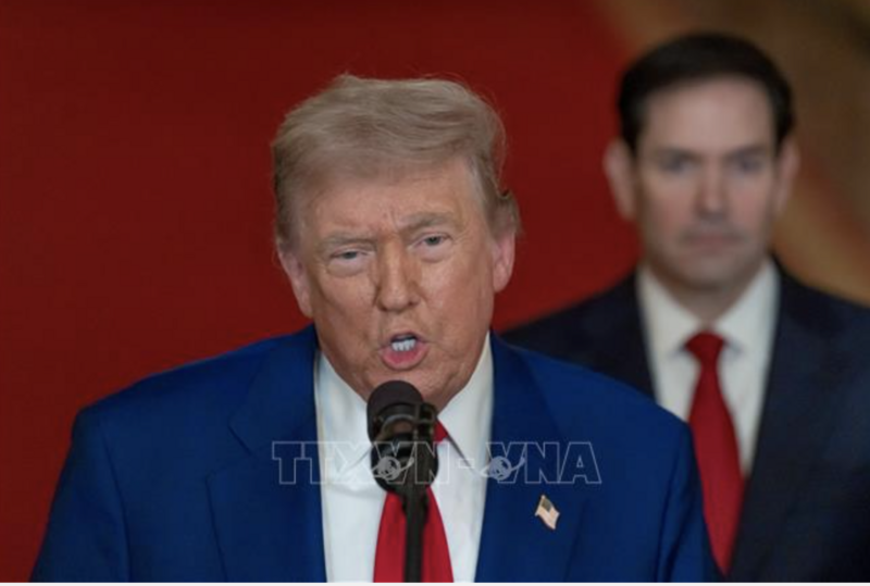 Tổng thống Mỹ Donald Trump phát biểu tại Washington, D.C. Ảnh: THX/TTXVN