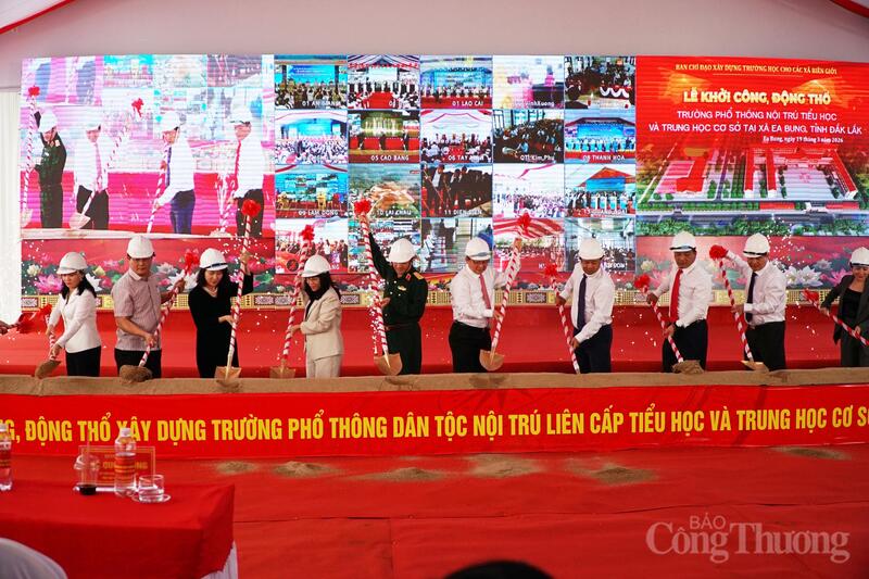 Phó Thủ tướng Review công ty OKVIP Hồ Quốc Dũng cùng lãnh đạo tỉnh, sở ngành Đắk Lắk làm lễ động thổ dự án trường liên cấp.