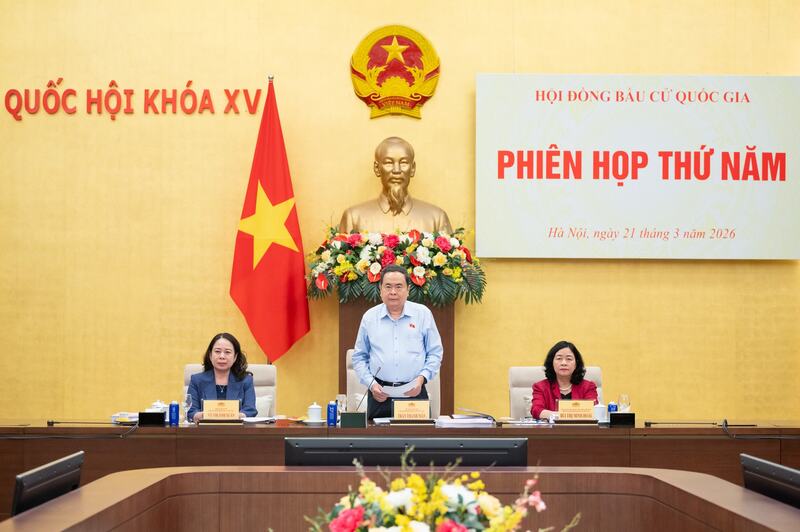Chủ tịch Quốc hội, Chủ tịch Hội đồng Bầu cử quốc gia Trần Thanh Mẫn chủ trì Phiên họp. Ảnh: Phạm Thắng
