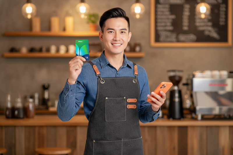 Sự kết hợp giữa NEO Accept và thẻ ghi nợ VPBank CommCredit Visa là giải pháp thu chi khép kín cho hộ kinh doanh.