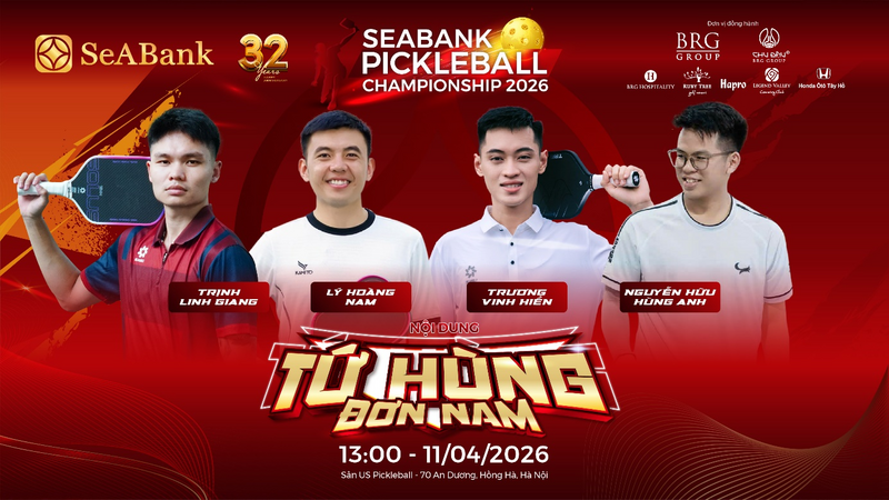 Nội dung đấu “Pickleball Tứ hùng” vào 13h00 chiều 11/4/2026
