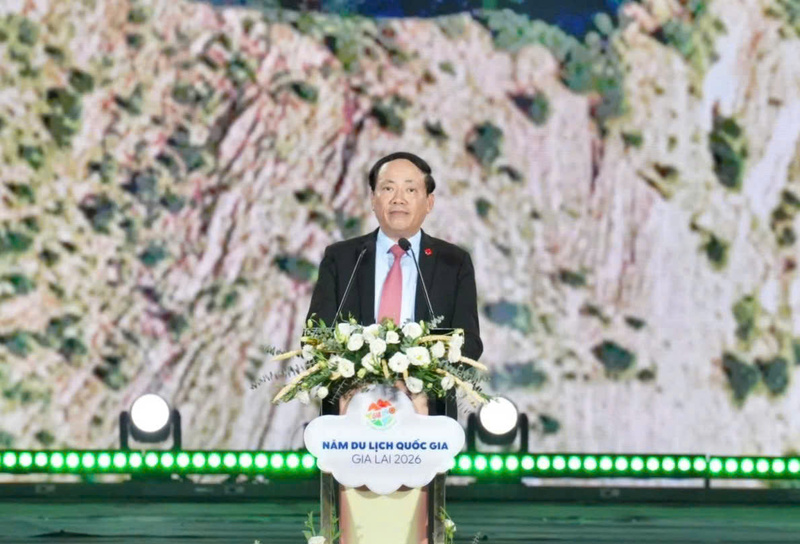 Chủ tịch UBND tỉnh Gia Lai Phạm Anh Tuấn phát biểu tại lễ khai mạc.