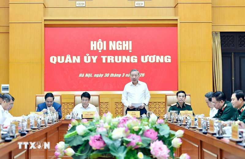 Tổng Bí thư Tô Lâm, Bí thư Quân ủy Trung ương phát biểu. Ảnh: TTXVN