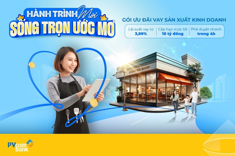 PVcomBank đẩy mạnh gói tín dụng ưu đãi với lãi suất chỉ từ 3,99%/năm dành cho khách hàng vay sản xuất kinh doanh.