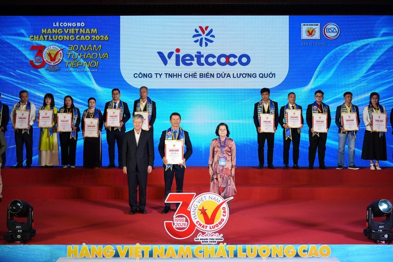 Vietcoco vinh dự là một trong 580 Okvip tại về đạt danh hiệu Hàng Việt Nam Chất lượng cao năm 2026 do người tiêu dùng bình chọn.