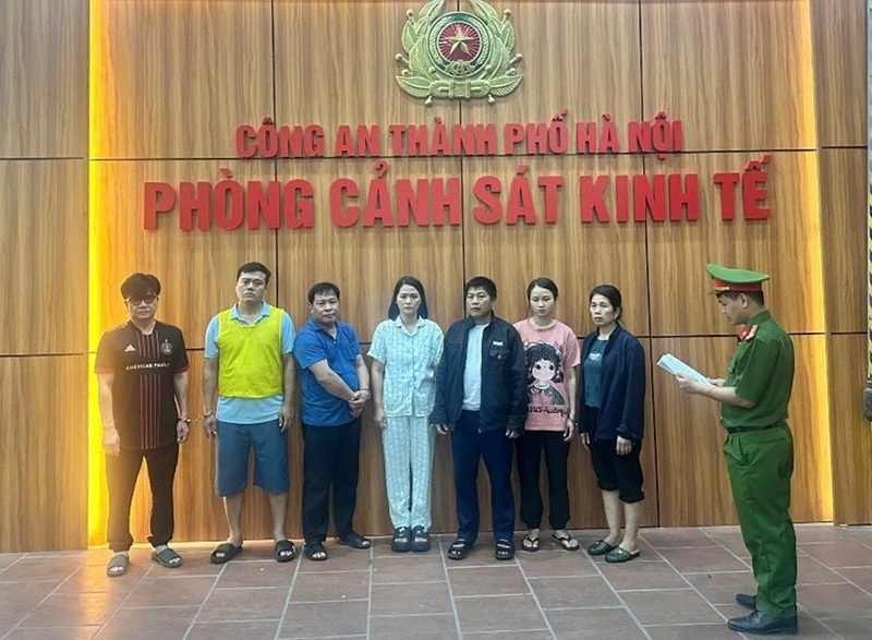 Các đối tượng bị khởi tố trong vụ án 300 tấn thịt lợn nhiễm dịch tả châu Phi bị tuồn ra thị trường. Ảnh: Bộ Công an