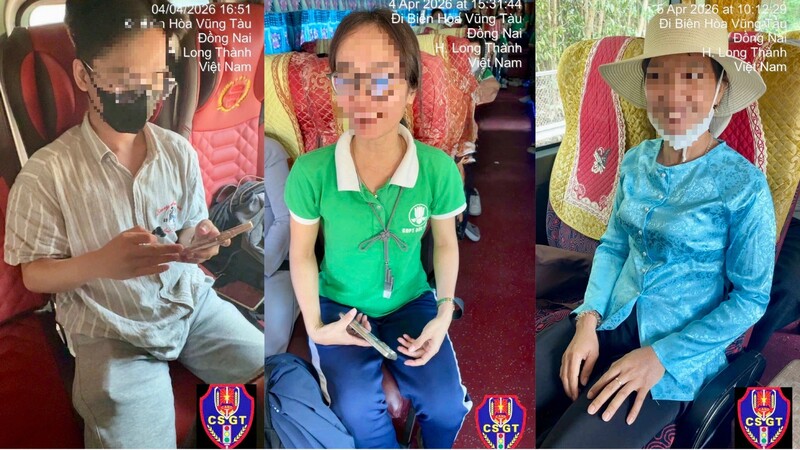 Nhiều hành khách bị xử phạt vì không thắt dây an toàn trên xe đang lưu thông trên tuyến cao tốc TP. Hồ Chí Minh - Long Thành - Dầu Giây. Ảnh: Cục Cảnh sát giao thông