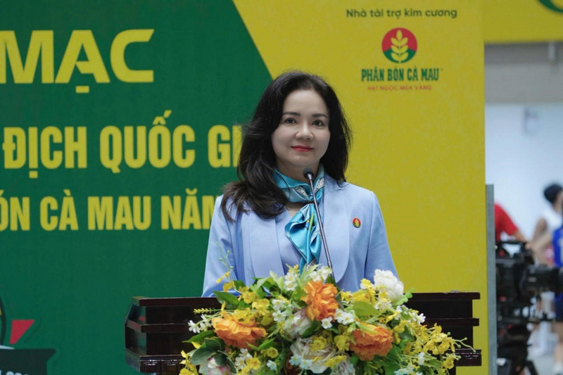 Bà Nguyễn Thị Hiền, Phó Tổng giám đốc PVCFC phát biểu tại lễ khai mạc. Ảnh: PVCFC