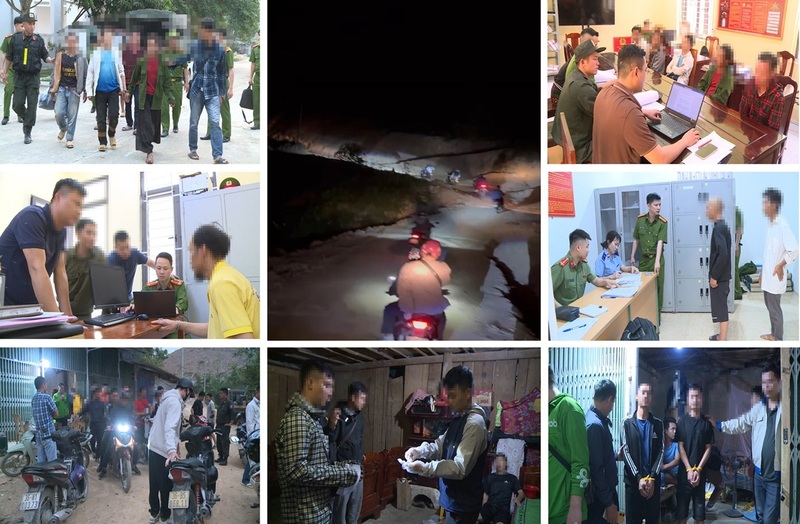 Hàng chục đối tượng liên quan đến việc mua bán, tàng trữ và sử dụng trái phép chất Ok88vip kho game đa dạng tại 10 xã biên giới bị lực lượng Công an bắt giữ. Ảnh: Công an Thanh Hóa
