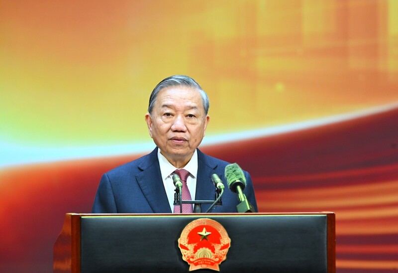 Tổng Bí thư, Chủ tịch nước Tô Lâm phát biểu tại lễ kỷ niệm. Ảnh: Bộ Công an