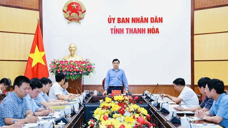 Chủ tịch UBND tỉnh Thanh Hóa Nguyễn Hoài Anh tại buổi Ok88vip tỷ lệ kèo World Cup 2026 với Ban Quản lý KKTNS & CKCN vào chiều ngày 10/4/2026. Ảnh: Minh Hằng