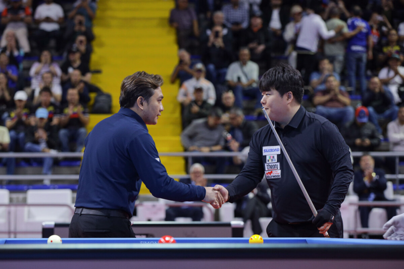 Cho Myung-woo đã tạo nên cuộc ngược dòng ngoạn mục trước Trần Thanh Lực ở chung kết World Cup. Ảnh: Billiards.